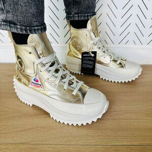 ❤️CONVERSE RUN STAR HIKE HI 7.5 Women GOLD PLATFORM Sneaker Boot Western A10333C